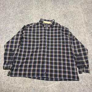 Harbor Bay Mens Flannel Shirt Size 4XL Big & Tall Black Blue Plaid Long Sleeve